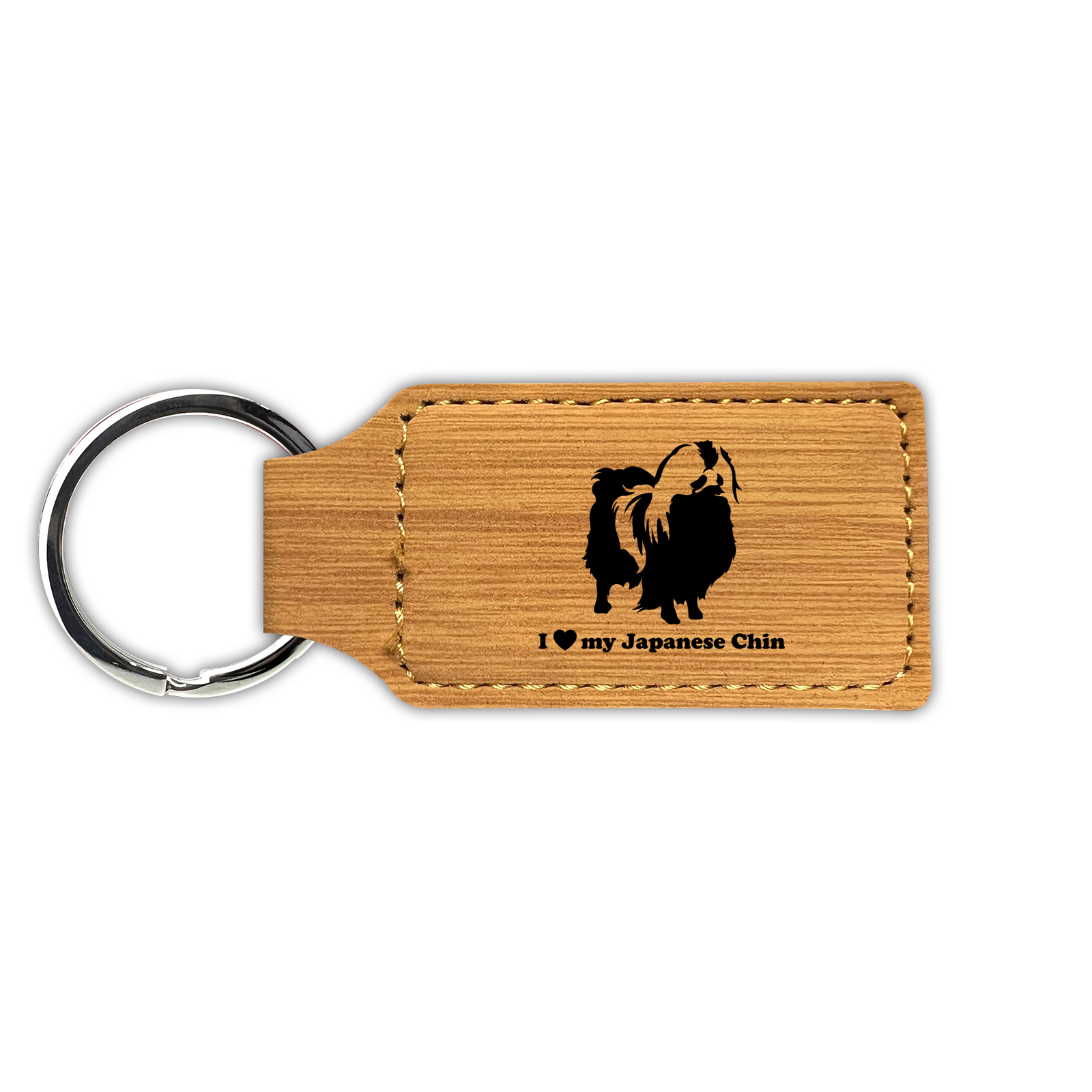 I Love My Japanese Chin Keychain Leatherette - Laser Engraved - Key Chain - - Picture 15 of 16