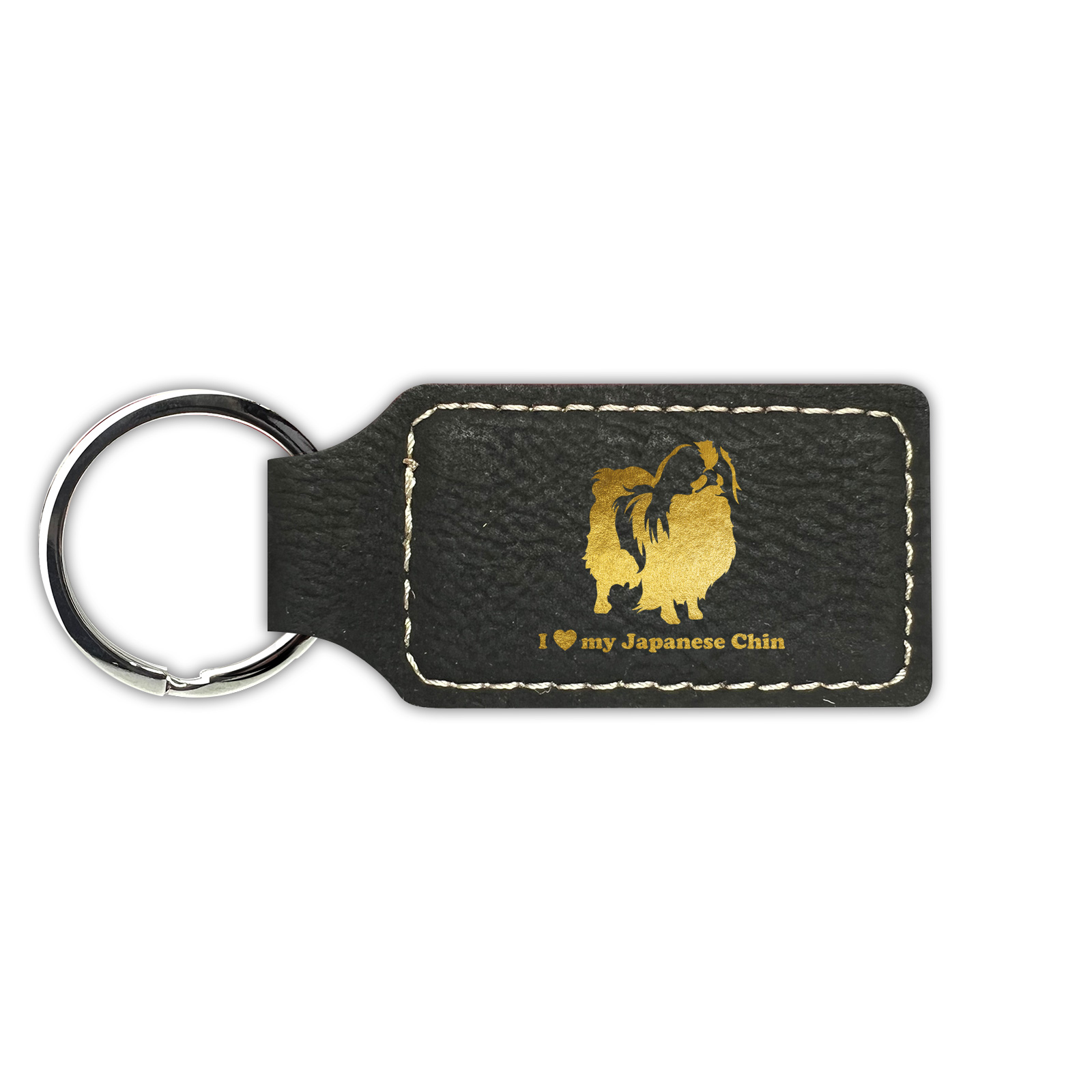 I Love My Japanese Chin Keychain Leatherette - Laser Engraved - Key Chain - - Picture 6 of 16