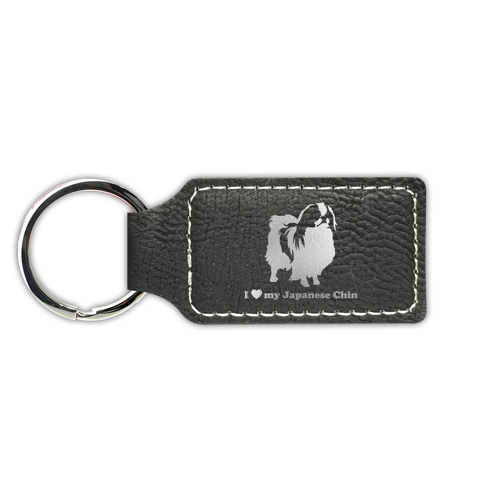 I Love My Japanese Chin Keychain Leatherette - Laser Engraved - Key Chain - - Picture 4 of 16