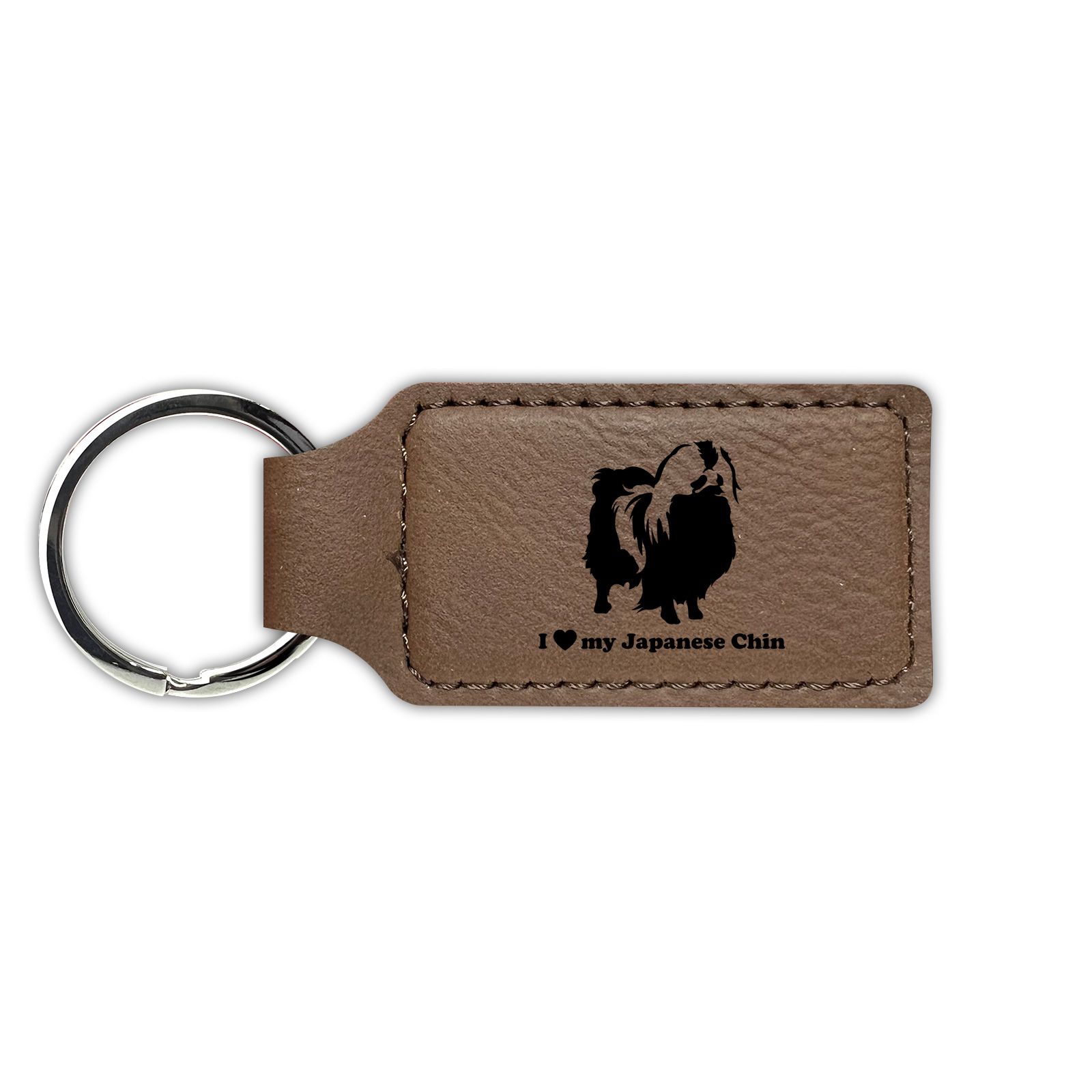 I Love My Japanese Chin Keychain Leatherette - Laser Engraved - Key Chain - - Picture 5 of 16