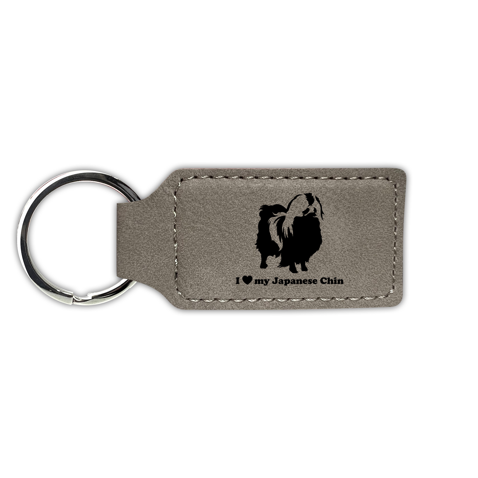 I Love My Japanese Chin Keychain Leatherette - Laser Engraved - Key Chain - - Picture 3 of 16
