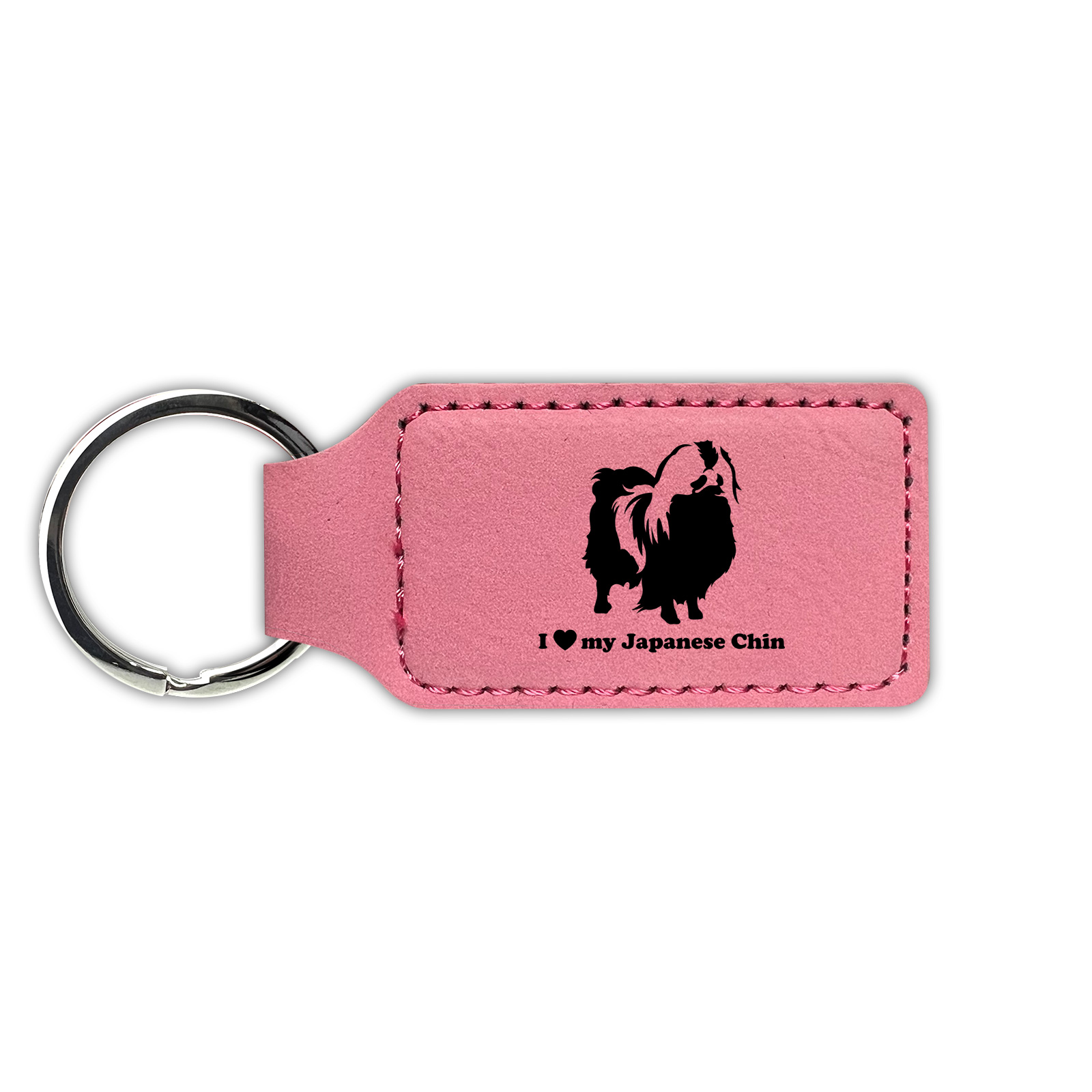 I Love My Japanese Chin Keychain Leatherette - Laser Engraved - Key Chain - - Picture 12 of 16