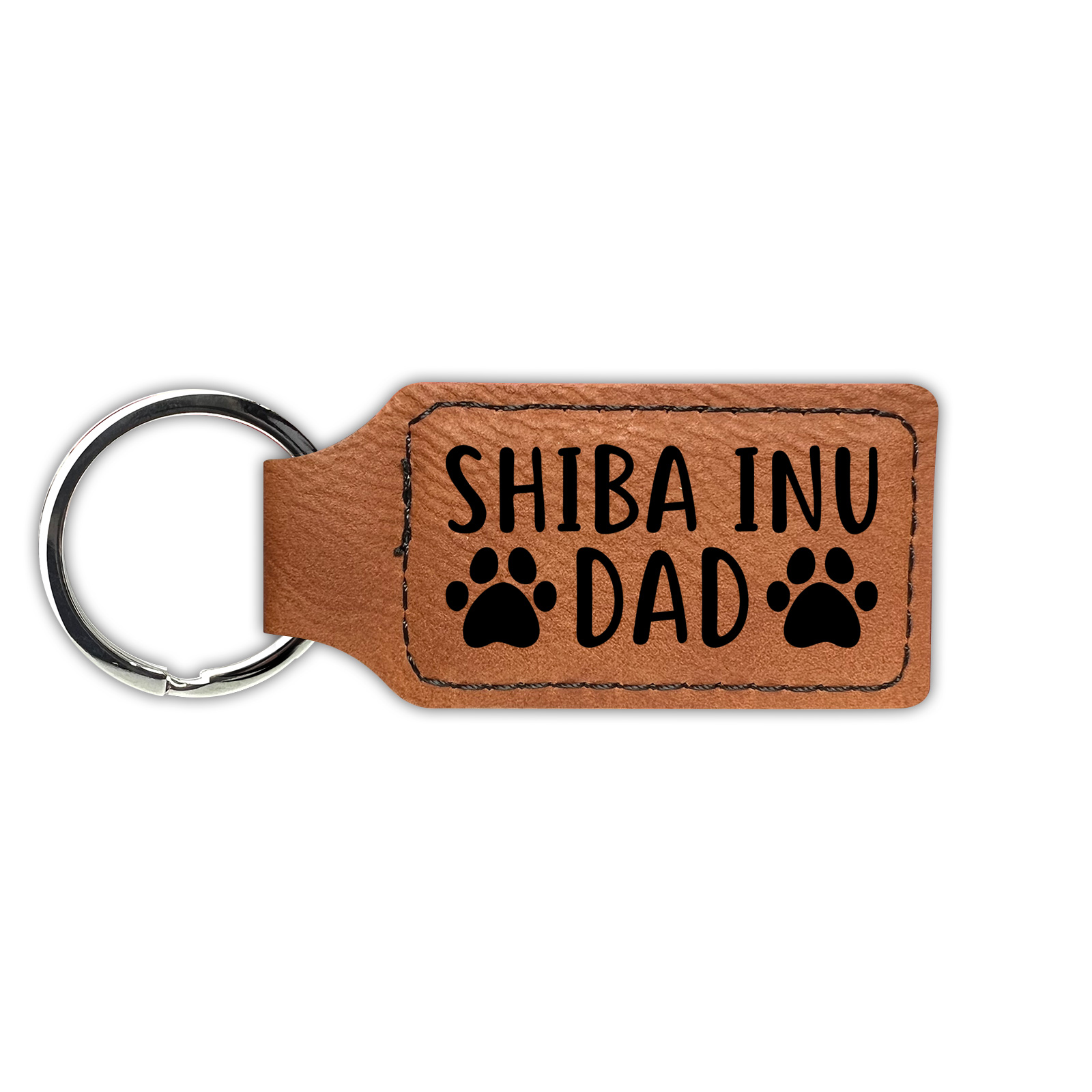 Shiba Inu Dad Keychain Leatherette - Laser Engraved - japanese ken dog