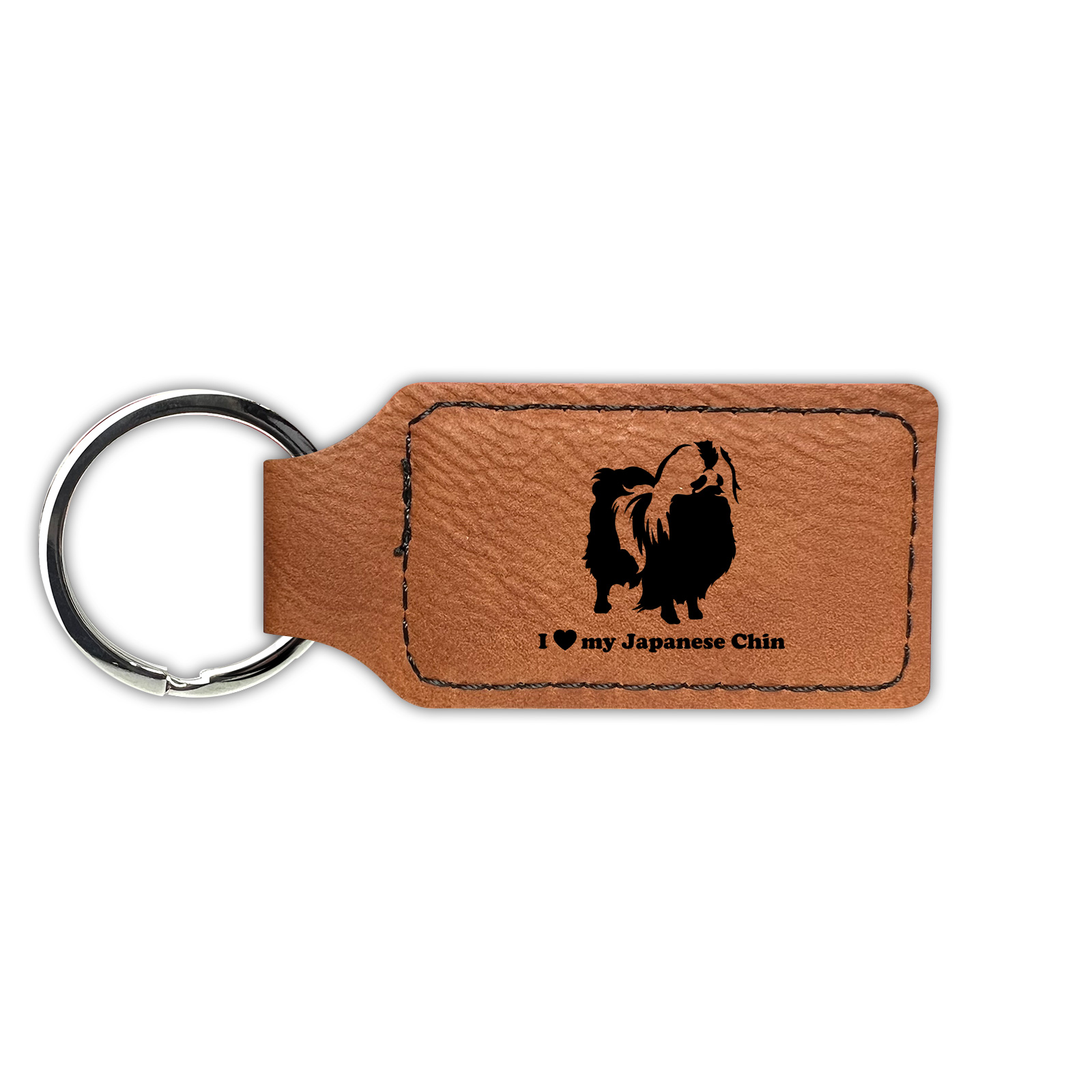 I Love My Japanese Chin Keychain Leatherette - Laser Engraved - Key Chain - - Picture 2 of 16