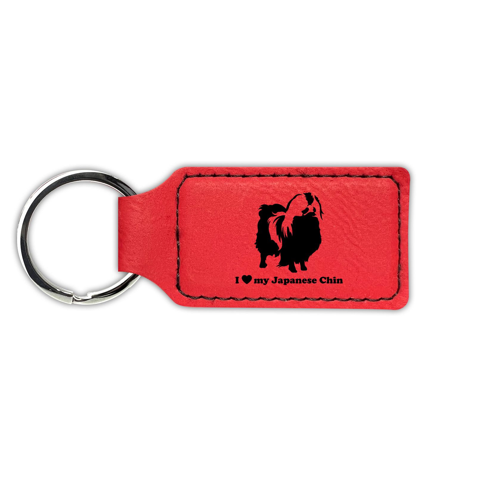 I Love My Japanese Chin Keychain Leatherette - Laser Engraved - Key Chain - - Picture 8 of 16